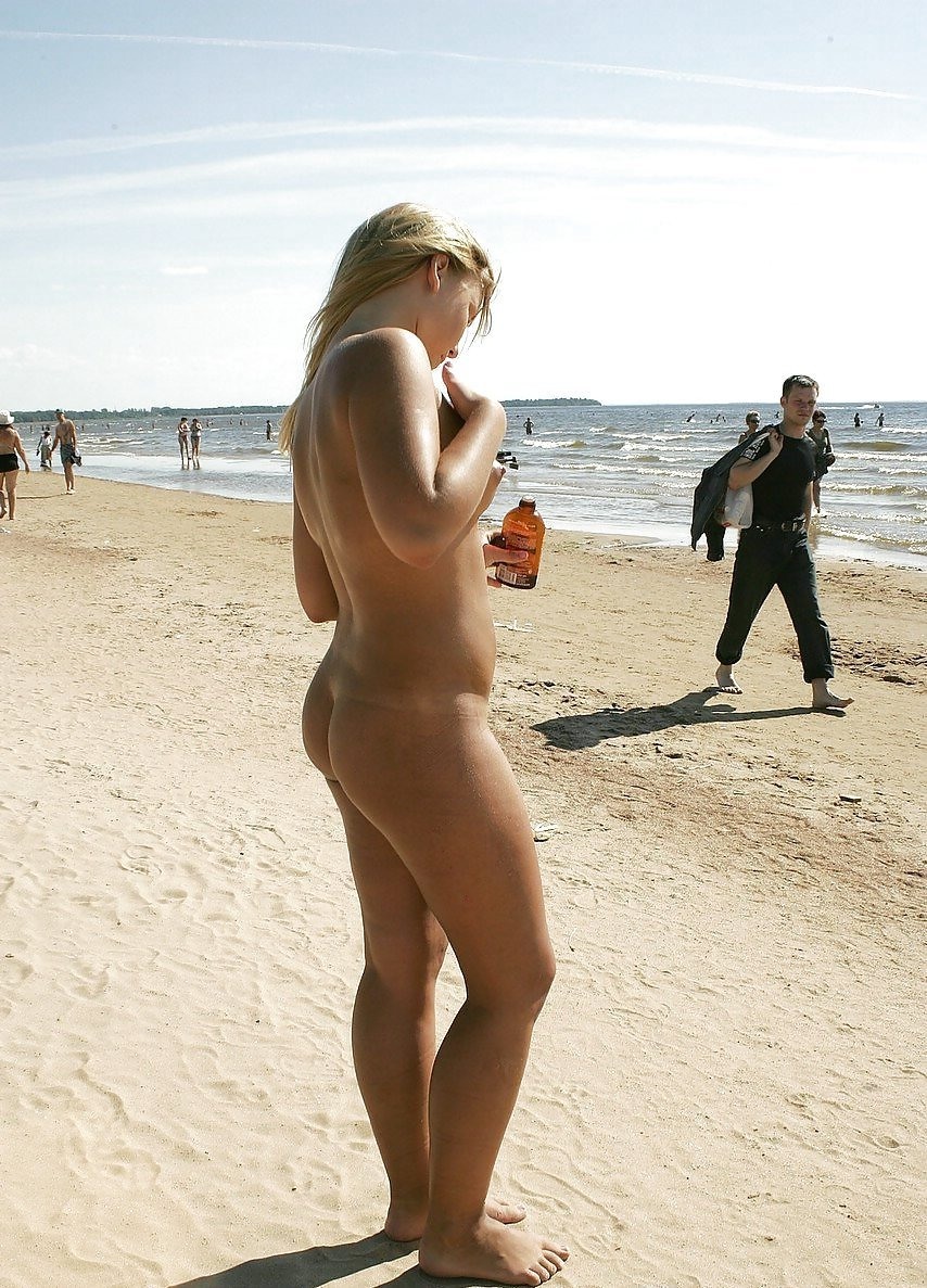 Naked girls on a public beach