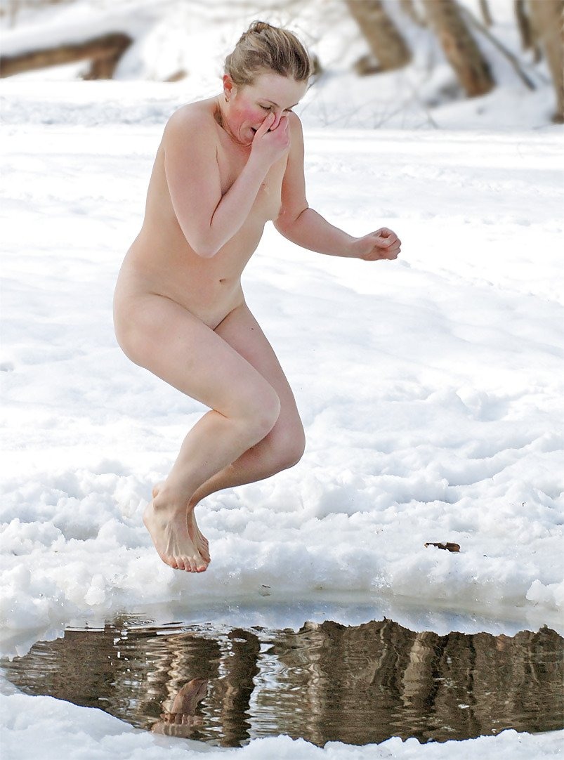 Naked women bathe in the hole