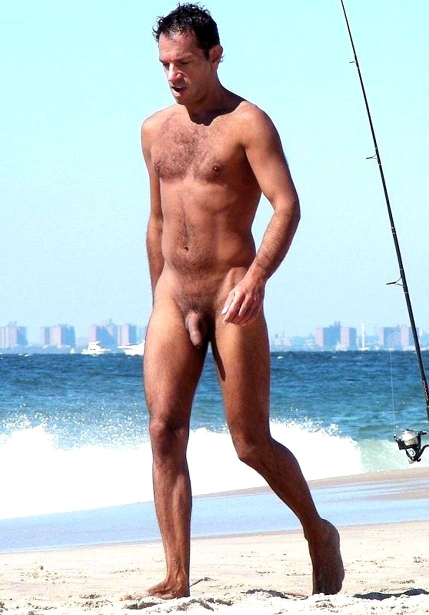 A lot of naked men on the beach