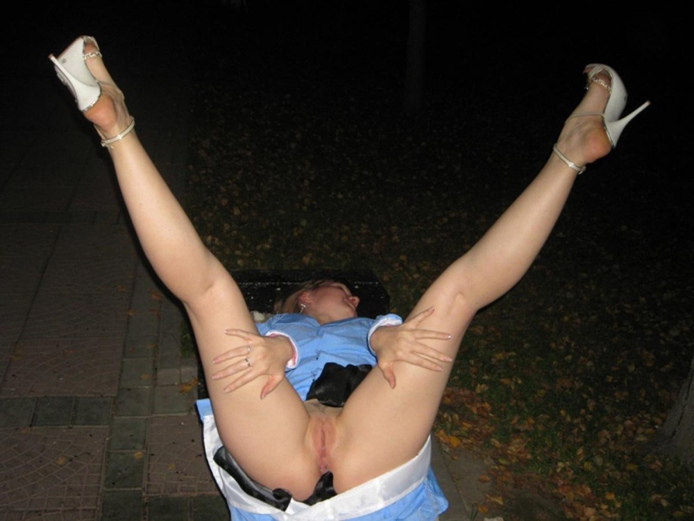 Drunk naked girls on the street