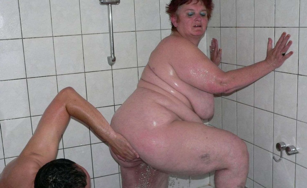 Fat naked old women in the shower