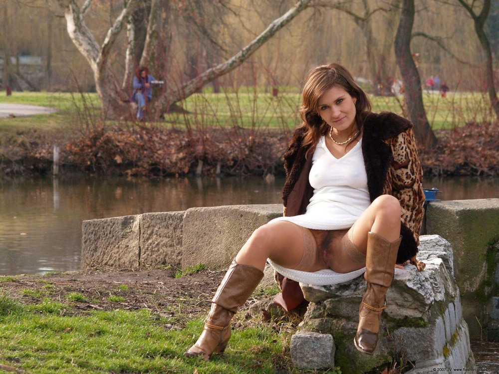 Women in stockings without panties