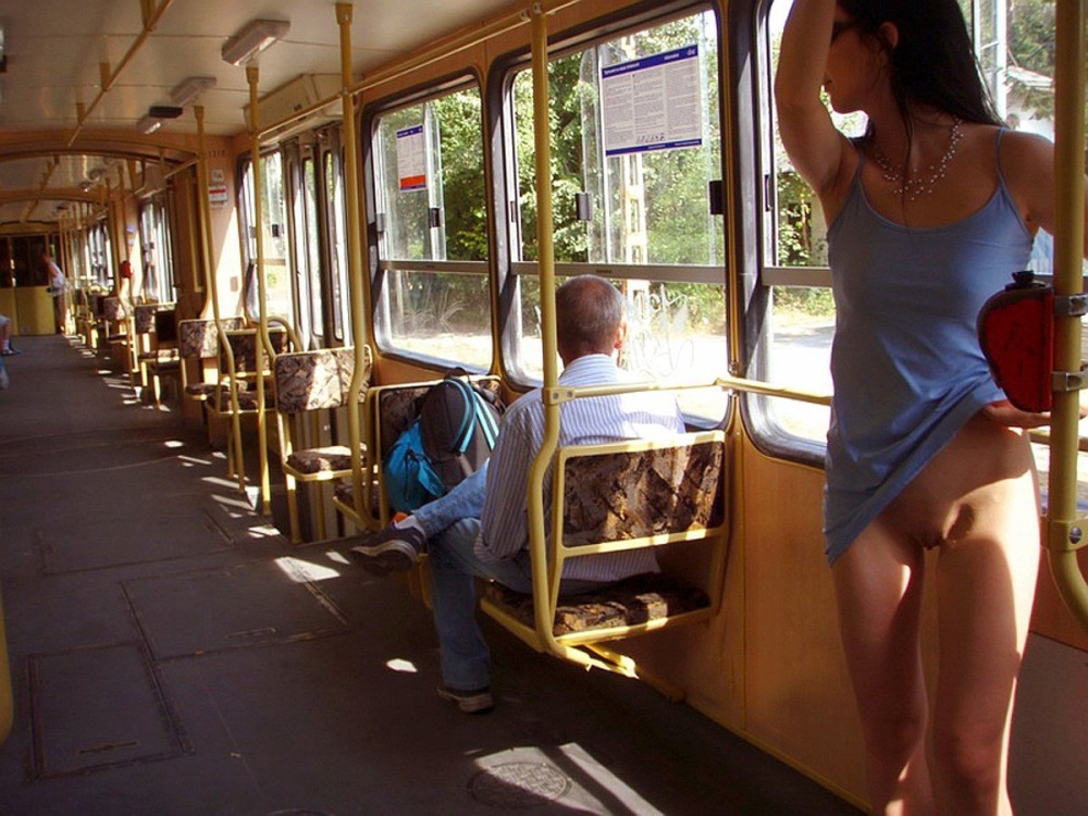 Girls without panties in transport