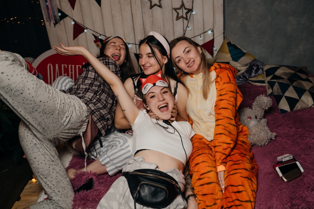 Brushchik at home in pajamas and panties