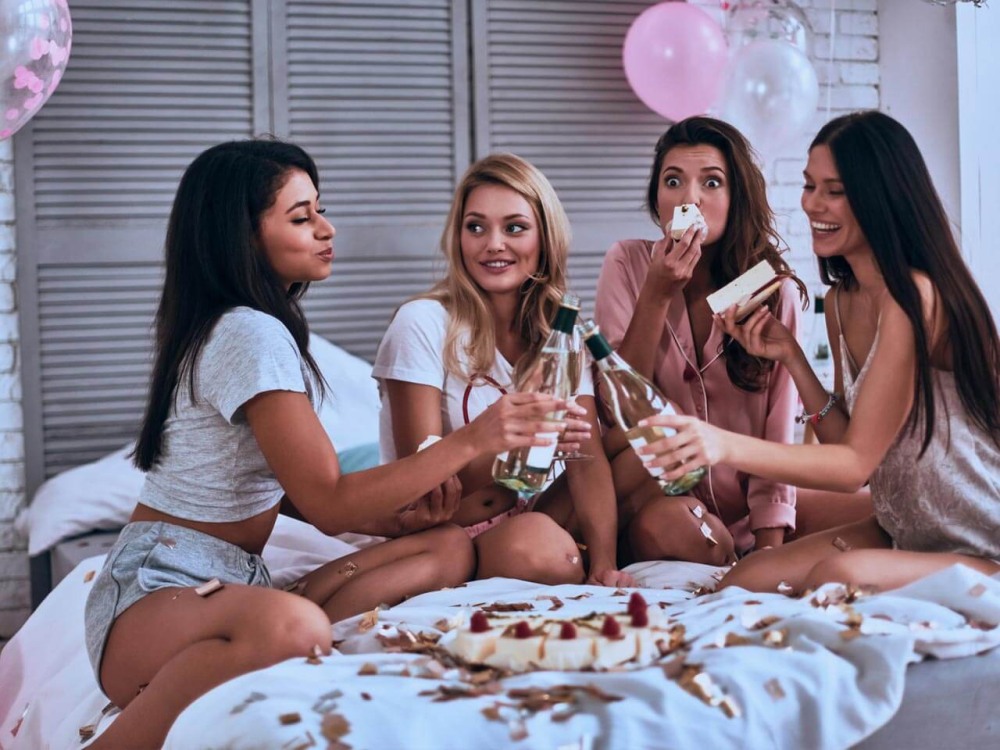 Slender beauties at a pajama party