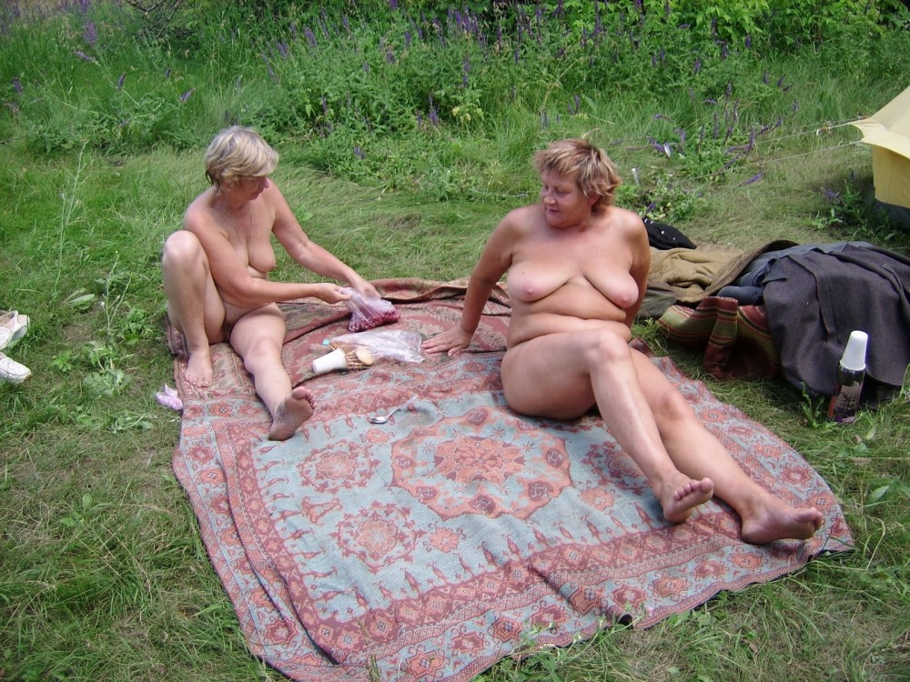 Naked old women on the beach