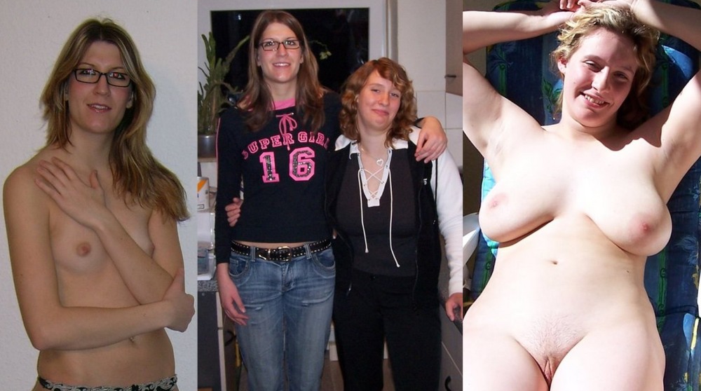 Wife and husband dressed and undressed