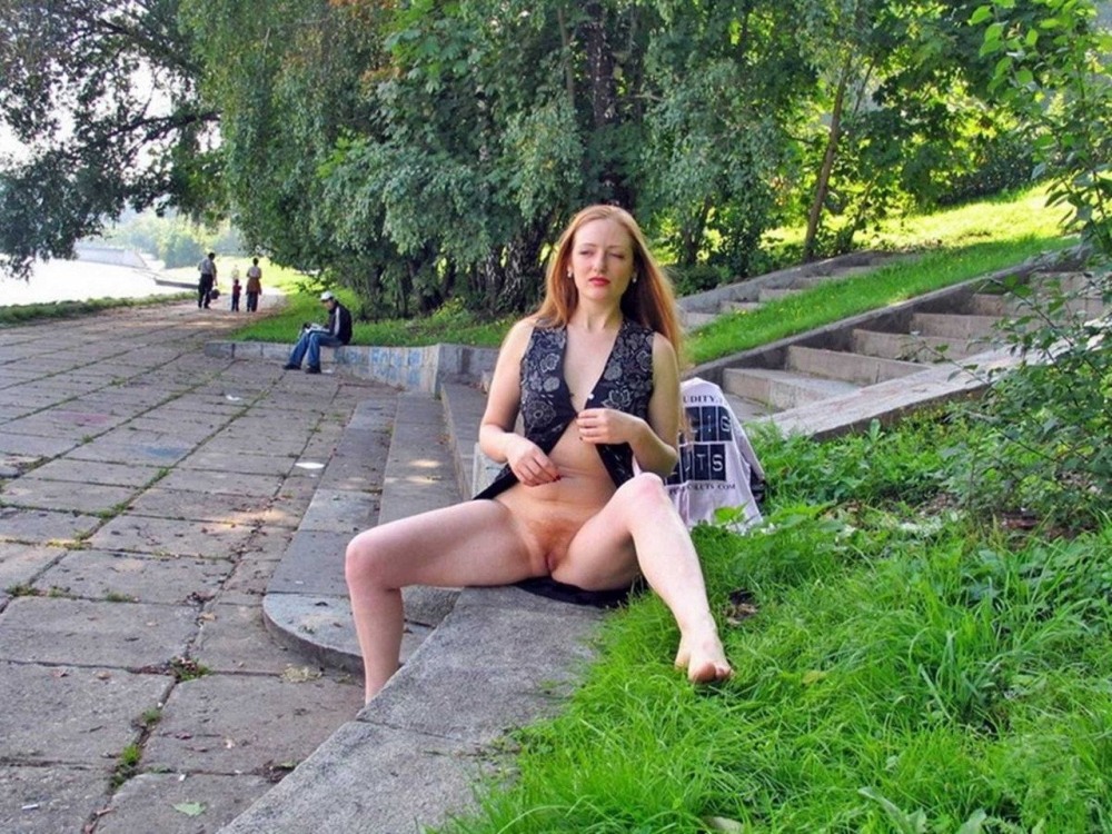 A woman walks without panties