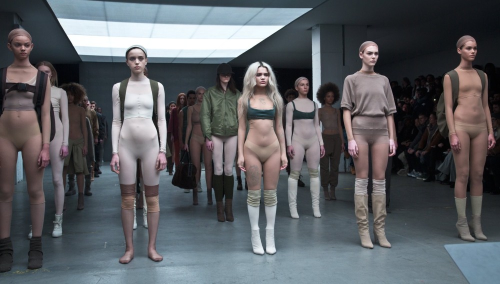 Naked women walk on the catwalk