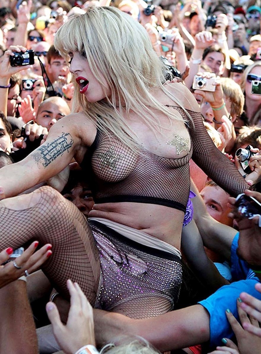 Naked singer on the stage of Lady Gaga