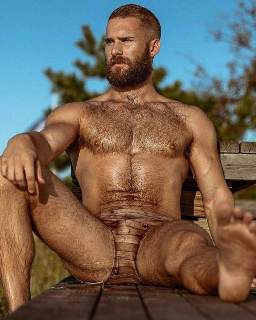 Naked hairy elder man