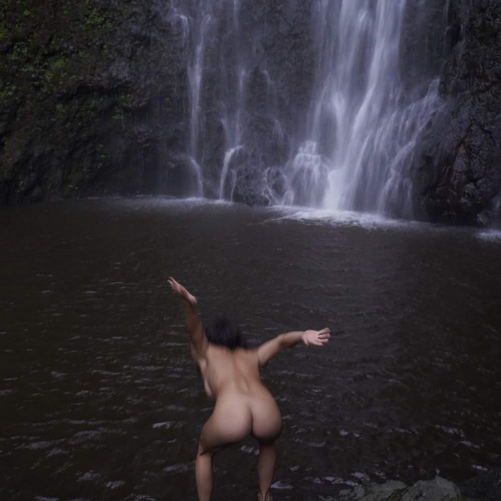 Night bathing naked in the river
