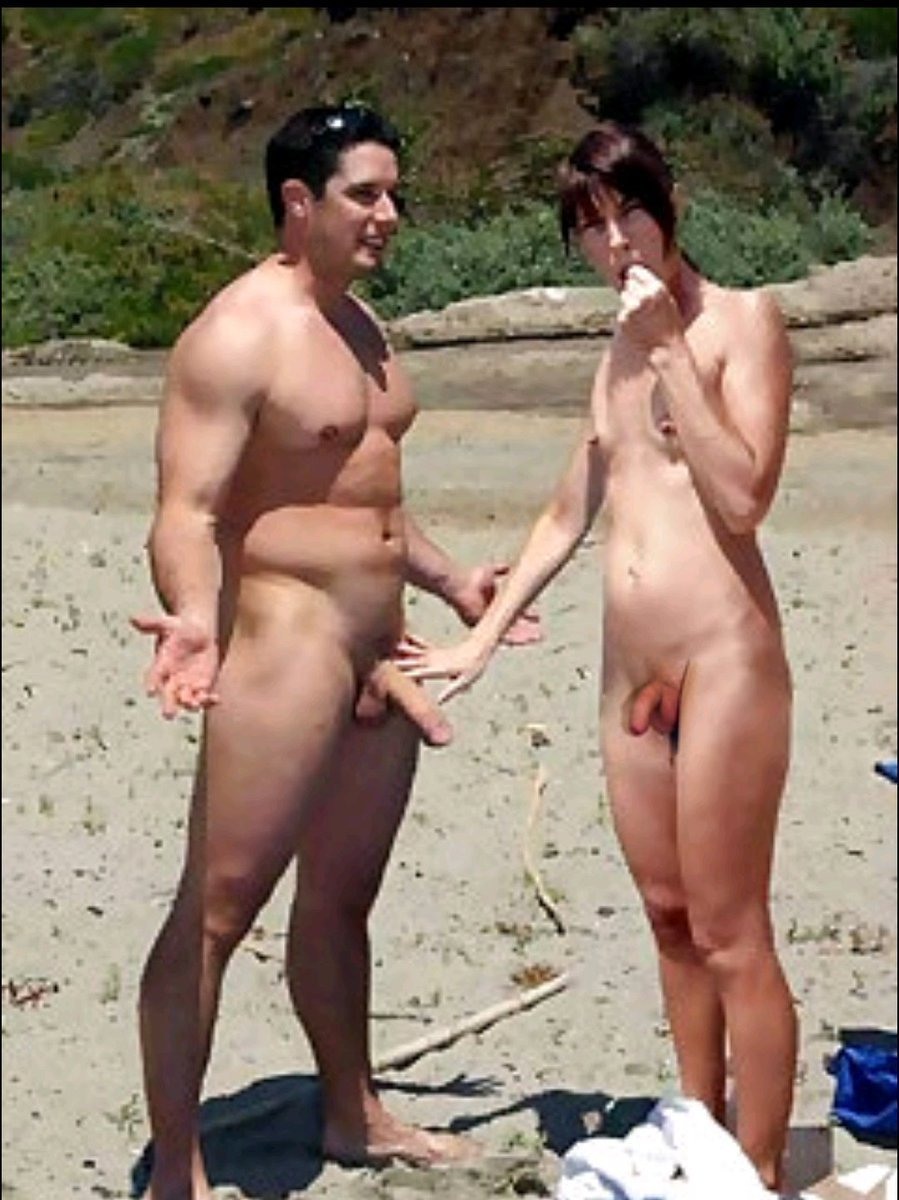 Nudists sucking on the beach