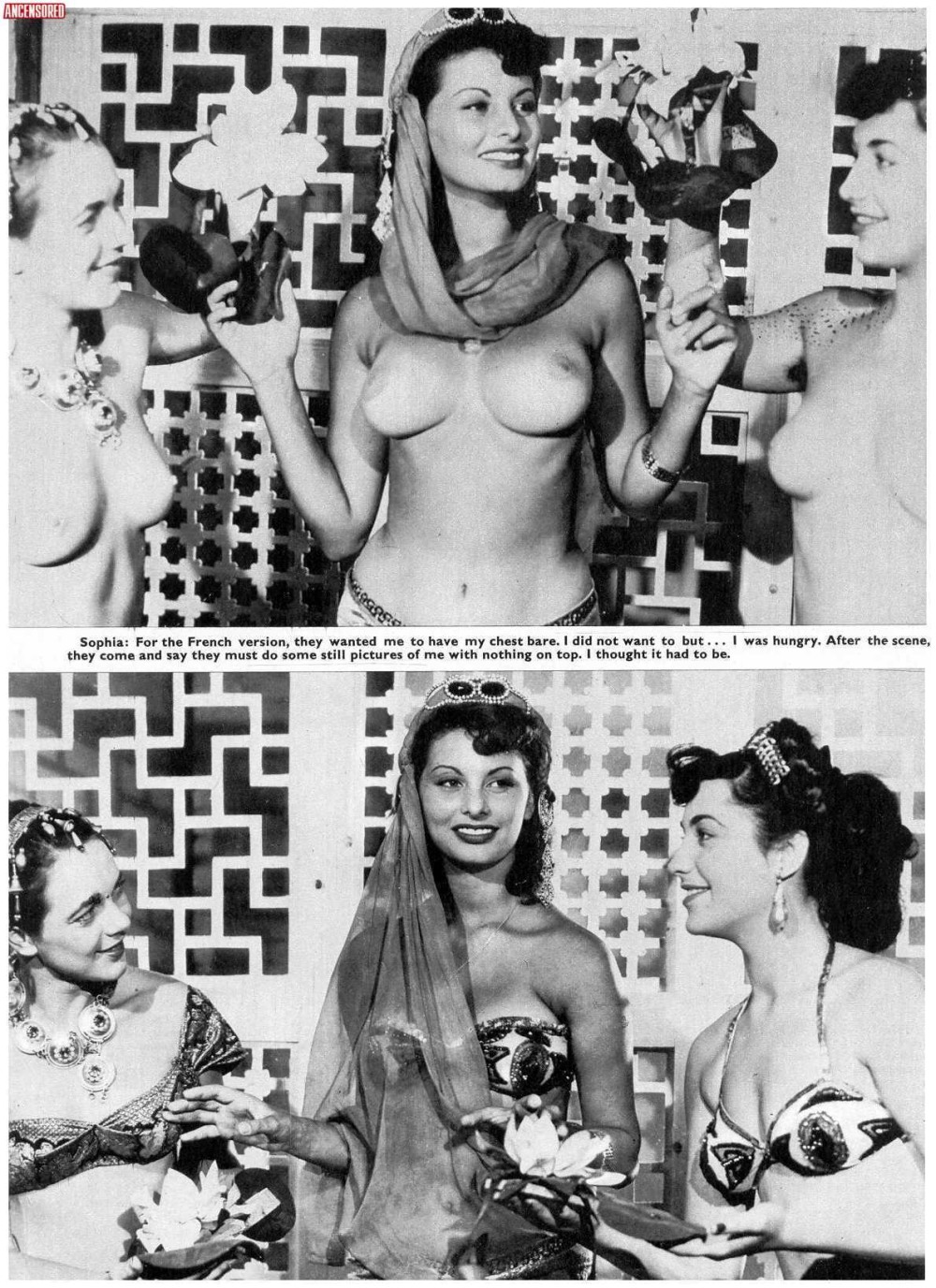 Sophie Loren during an erotic photo shoot