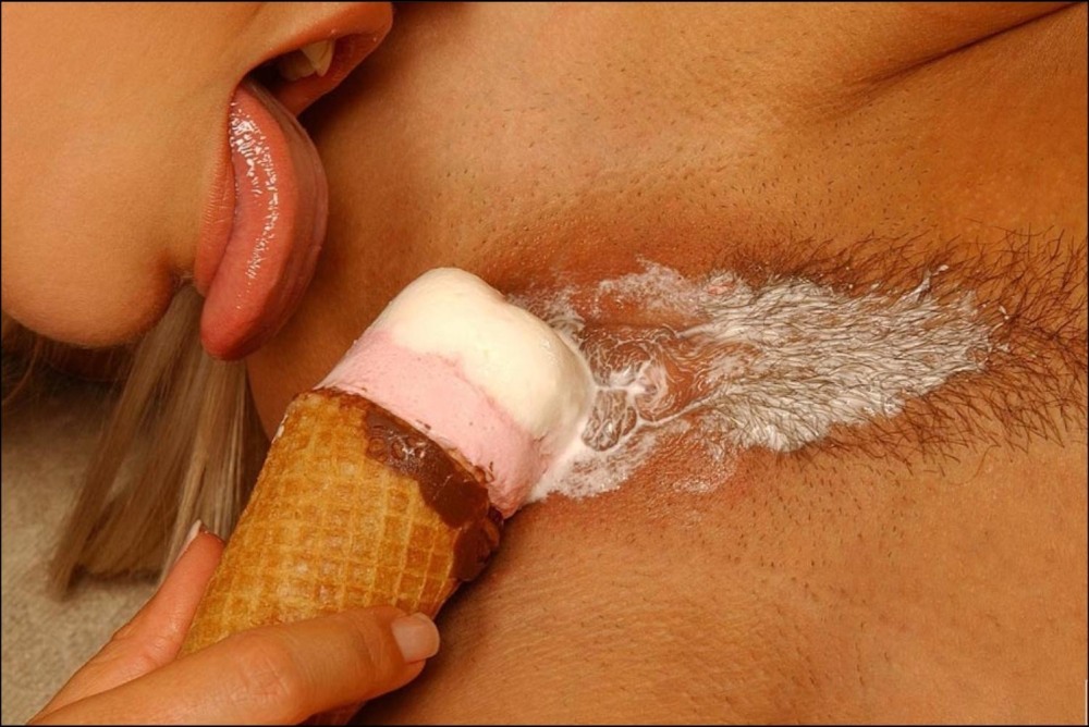 Naked on a table with cream