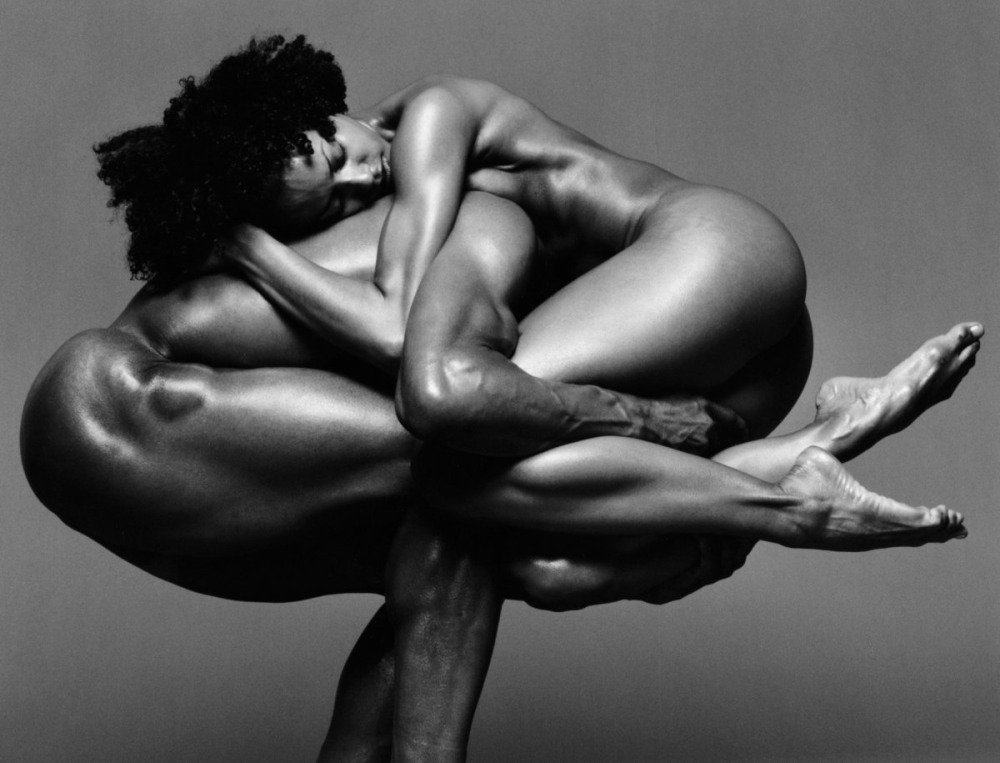Man and woman in the style of nude