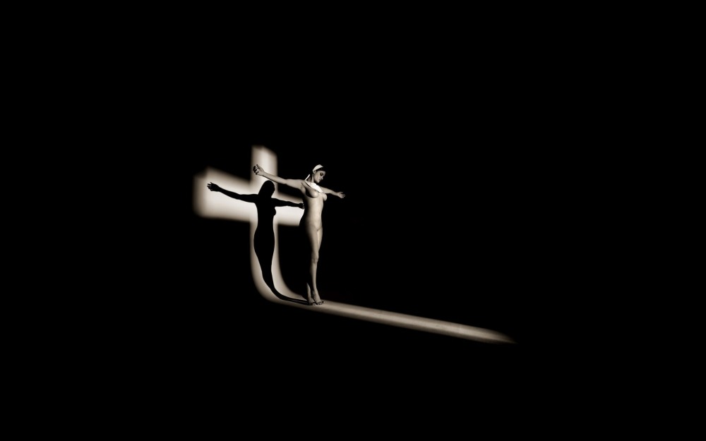 Women's figure on a black background