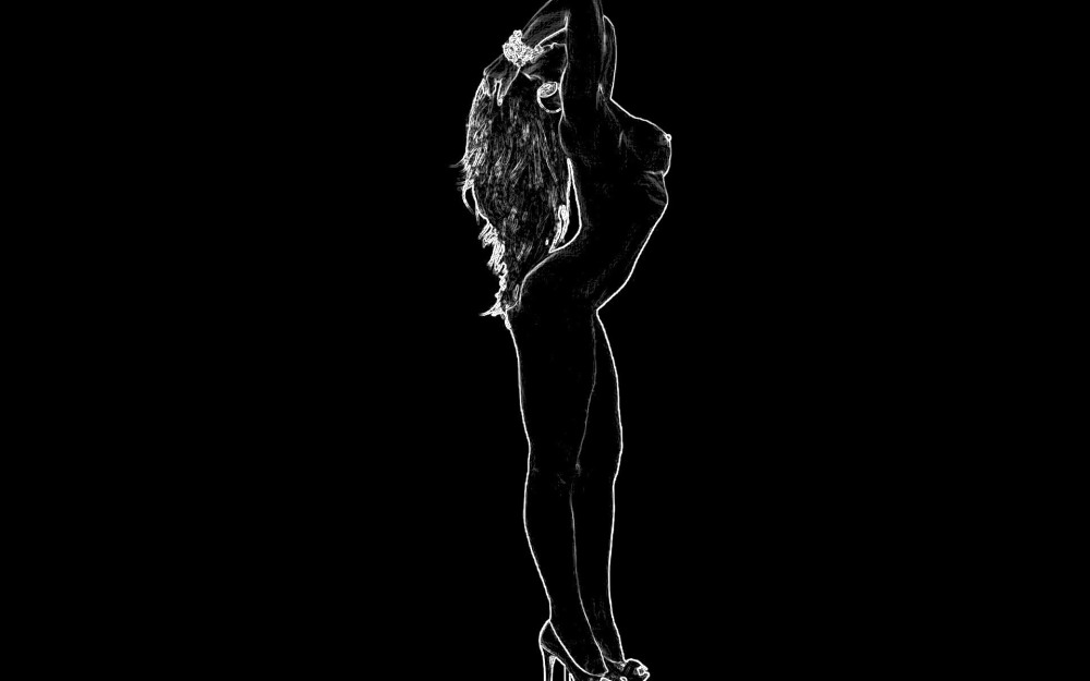 Women's figure on a black background