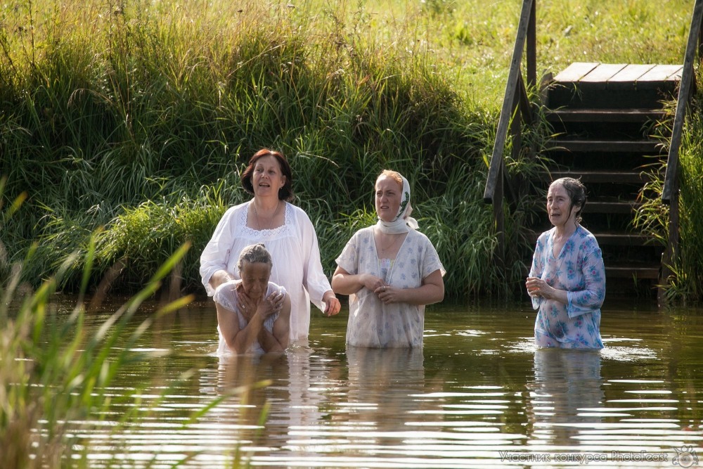 Bathing in the holy source
