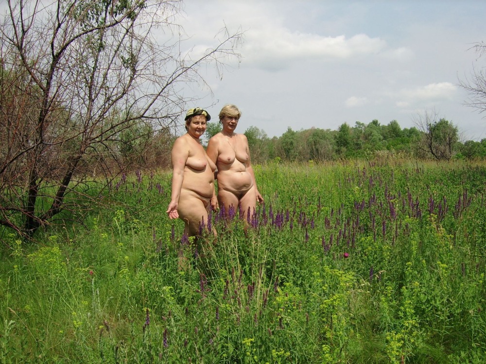 Naked mature women in nature