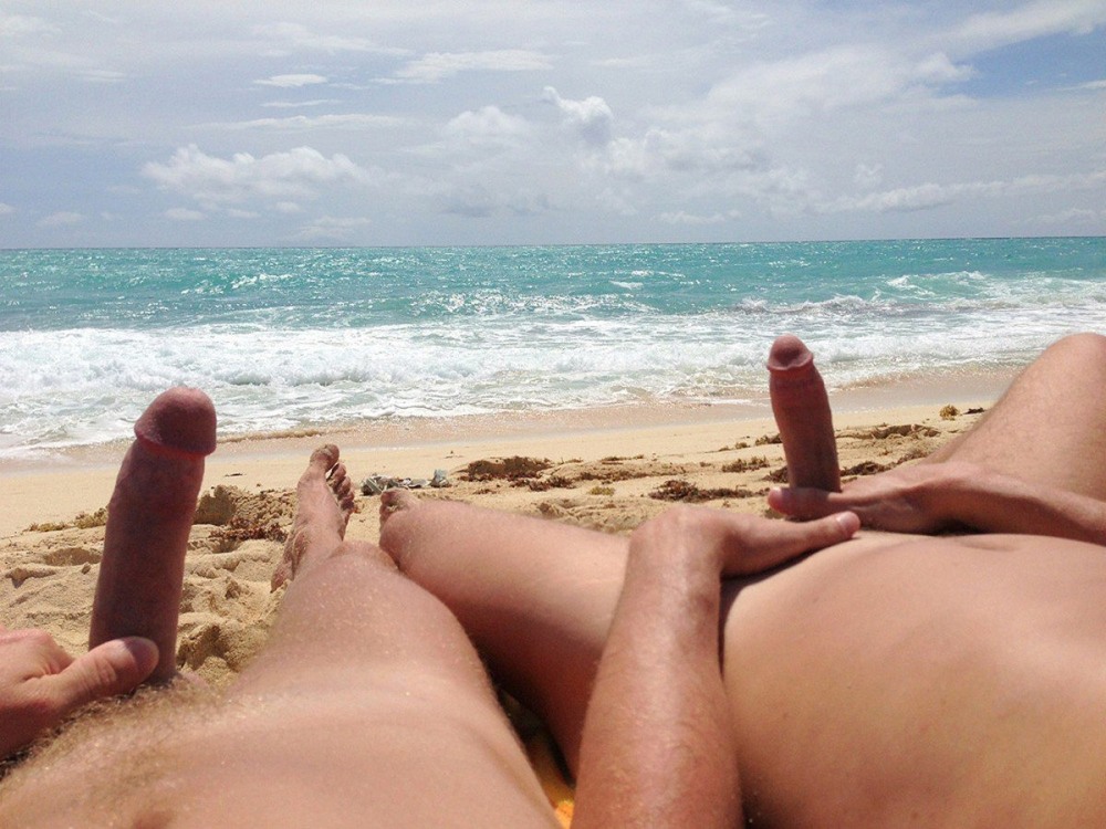 Unexpected erection on the beach
