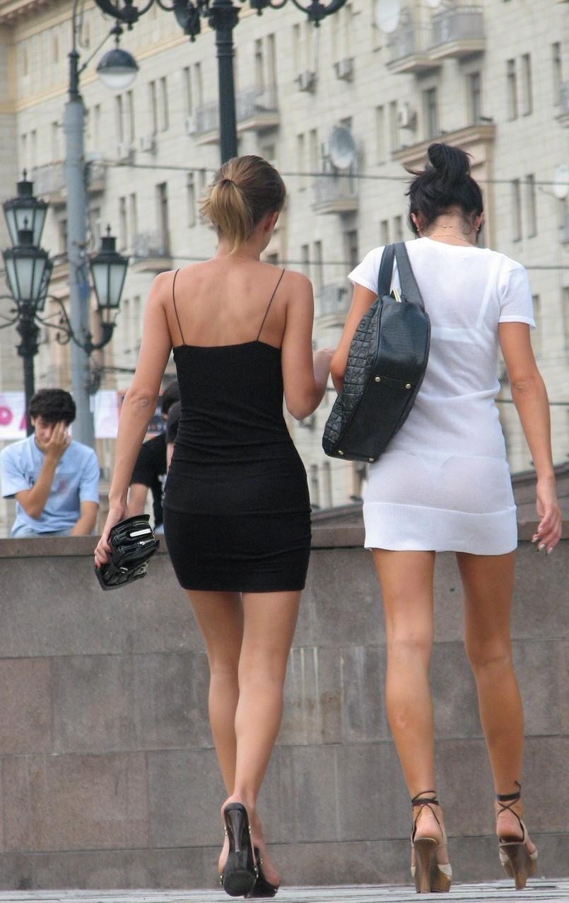 Elderly women in short skirts