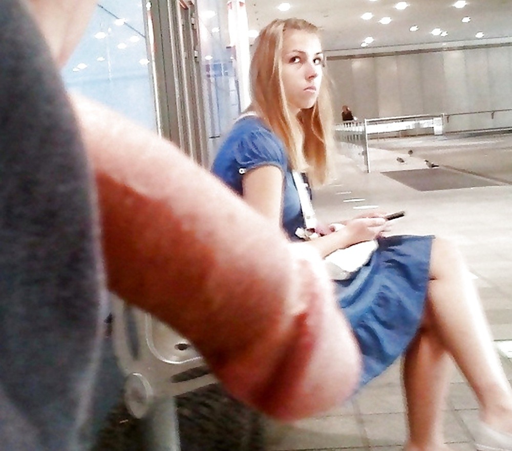 The girl helped the exhibitionist