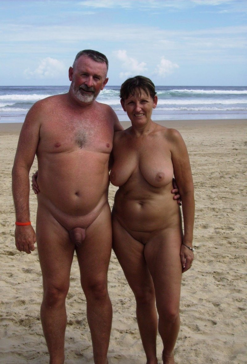 Naked elderly couples on the beach