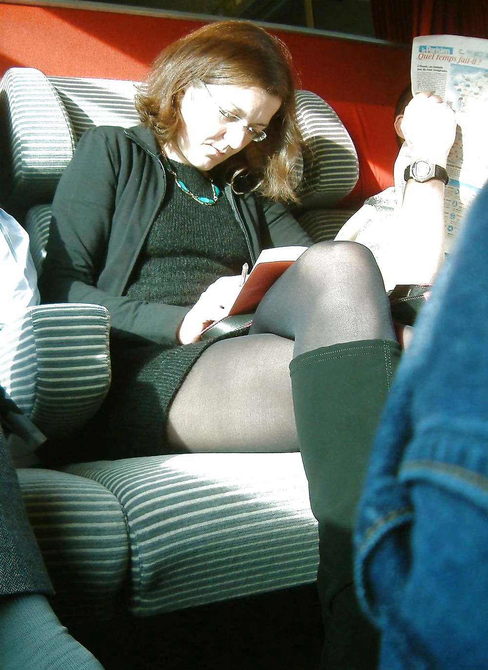 Under the skirt of the pantyhose voyeurist