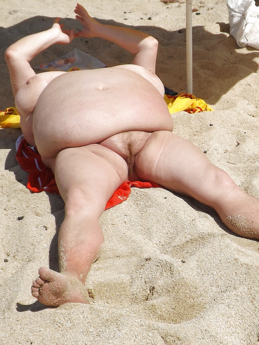 Naked old women on the beach