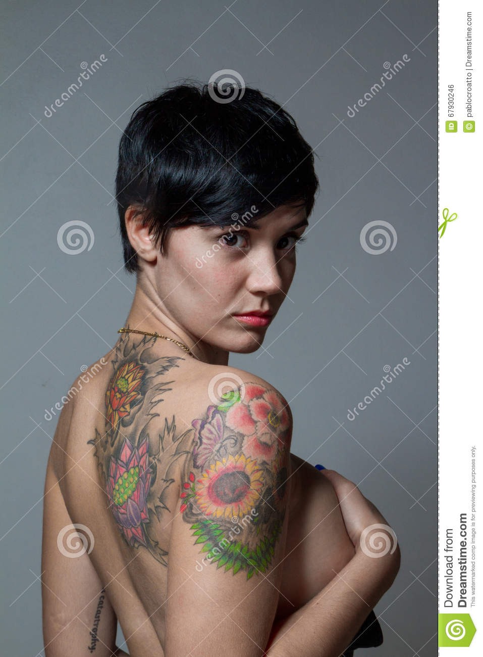 Brunette with a short haircut nude