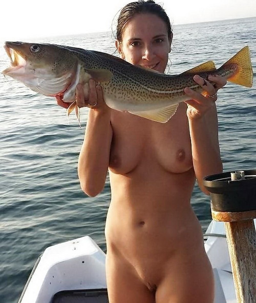 Girls fishing on the nude river