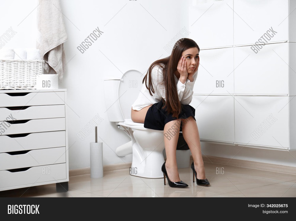Girl on the toilet with a laptop