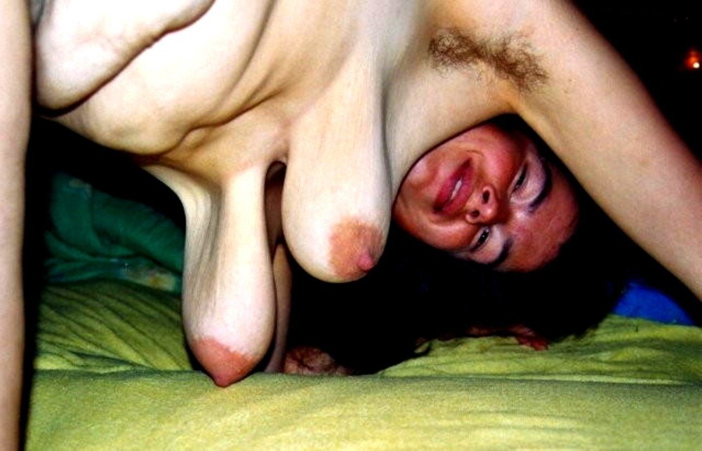 Wife with big hanging tits