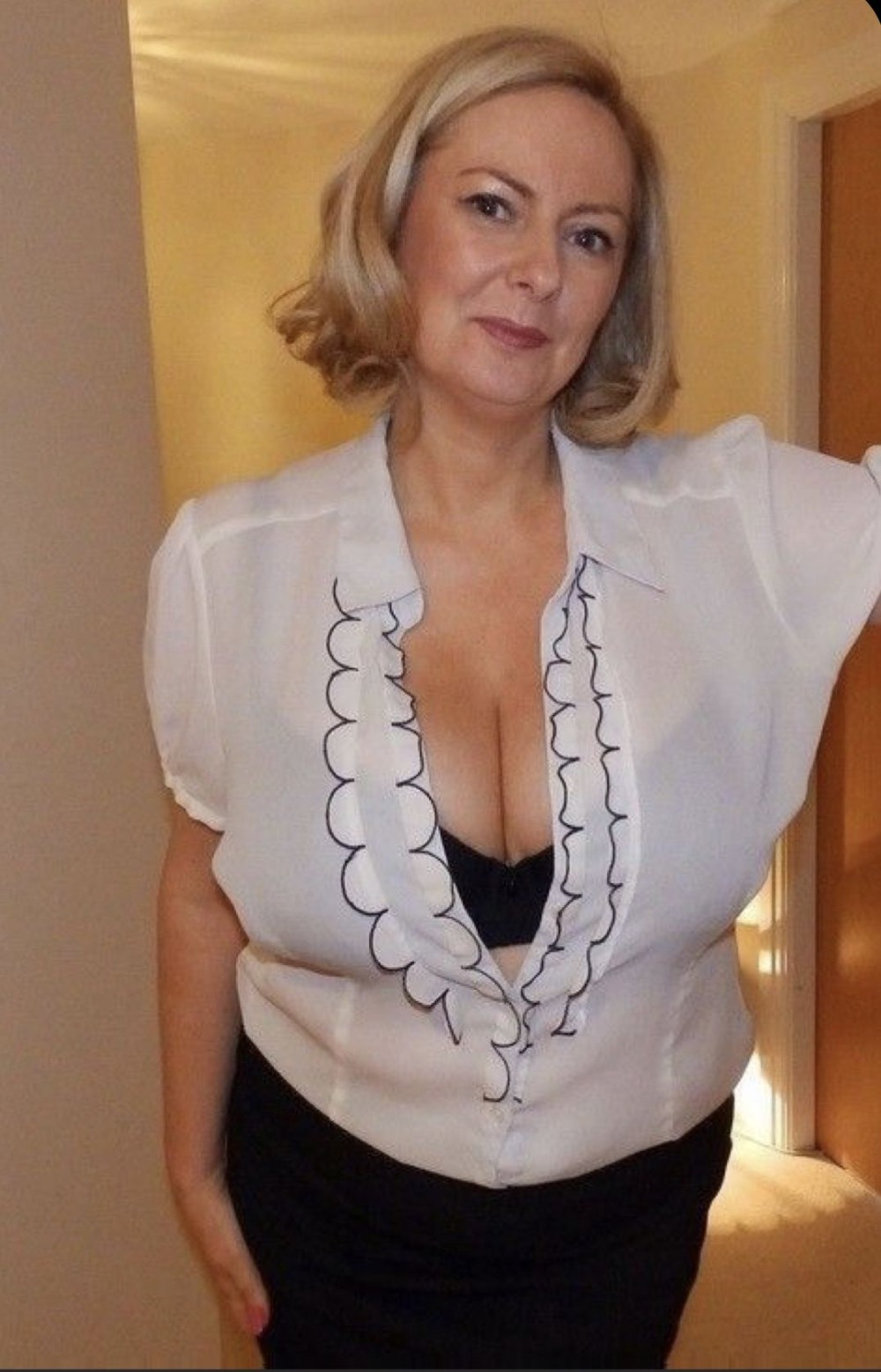 Older ladies in transparent blouses