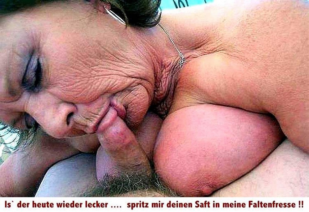 Naked old woman lies on his side