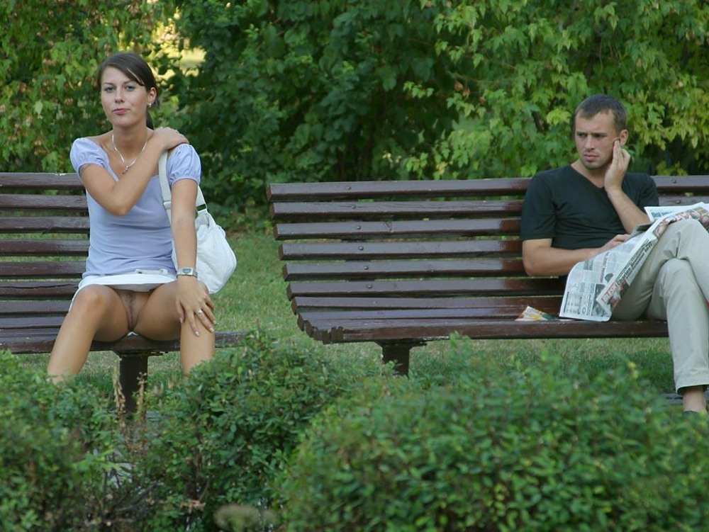Fucking in the park on a bench