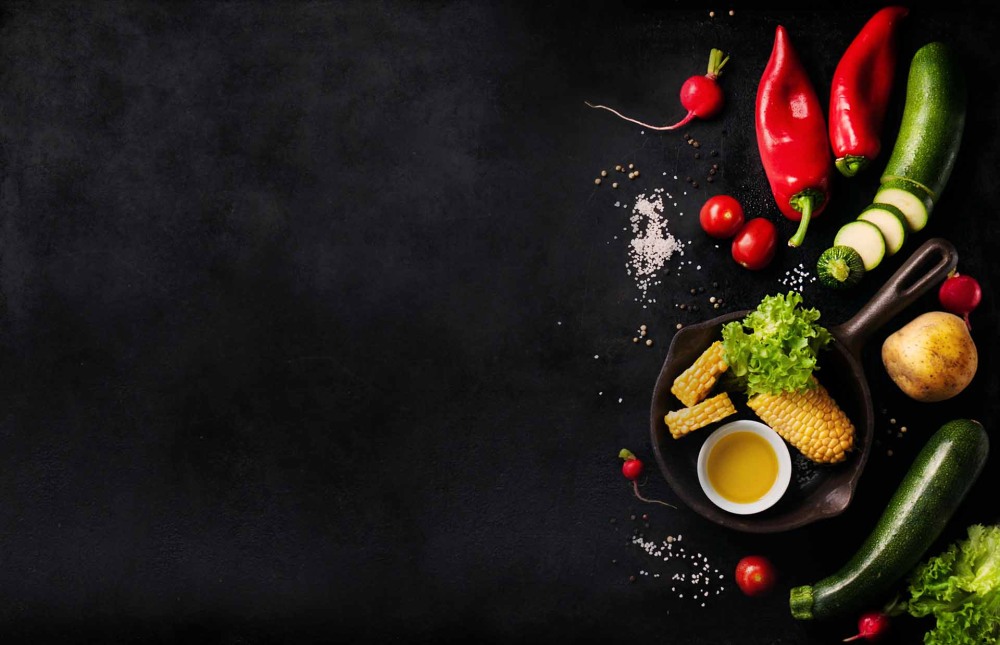 Food on a dark background