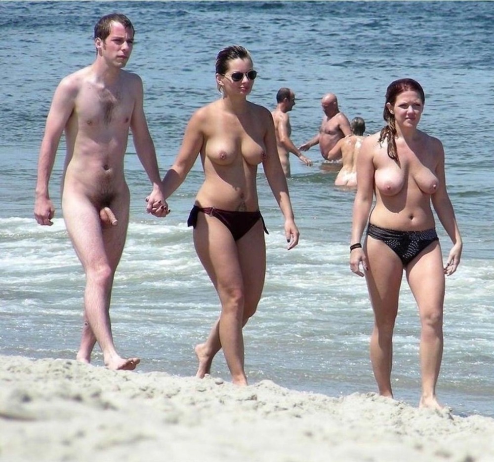 Men's boobs on the beach