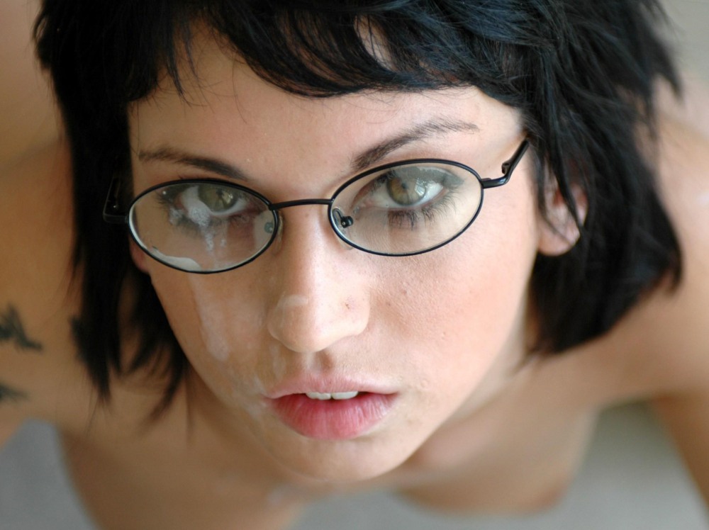 Naked brunettes with short haircuts with glasses