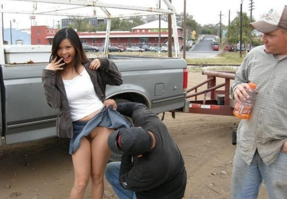 Aubrey Addison in mini without panties
