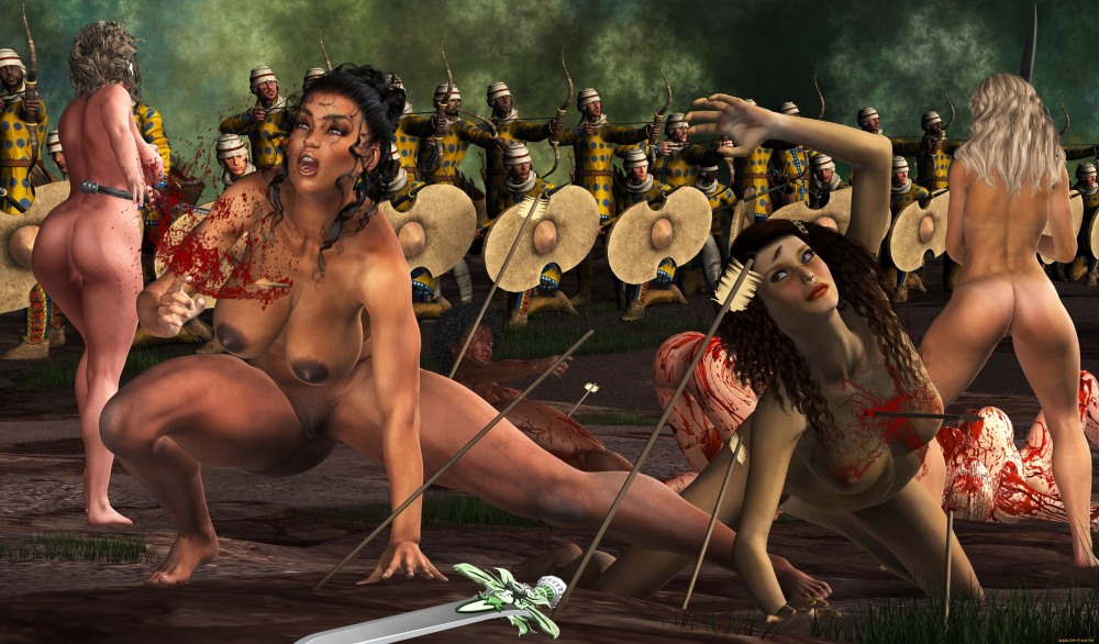 Naked Amazons fight