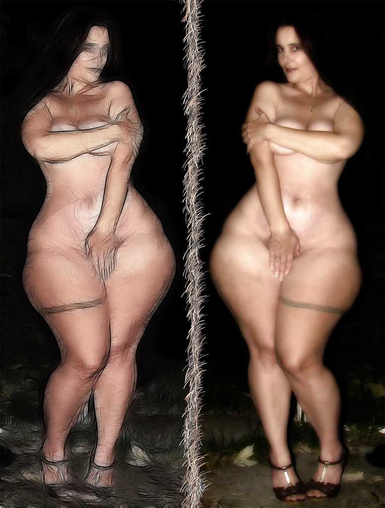 Naked women with a pear figure