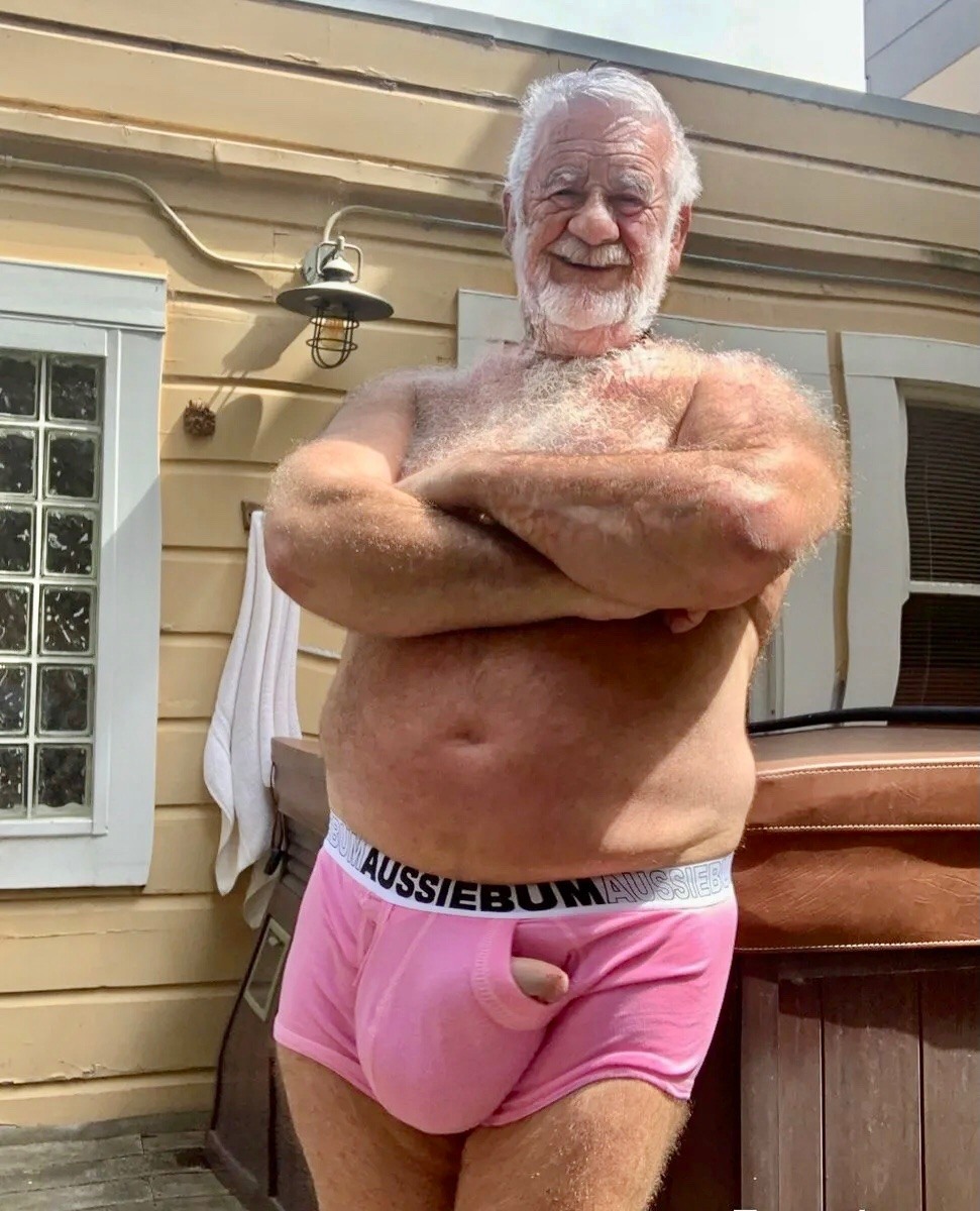 Silver Daddy Old Bear with hanging dicks