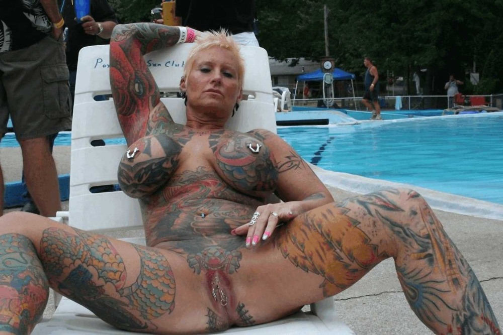Naked tattooed old women