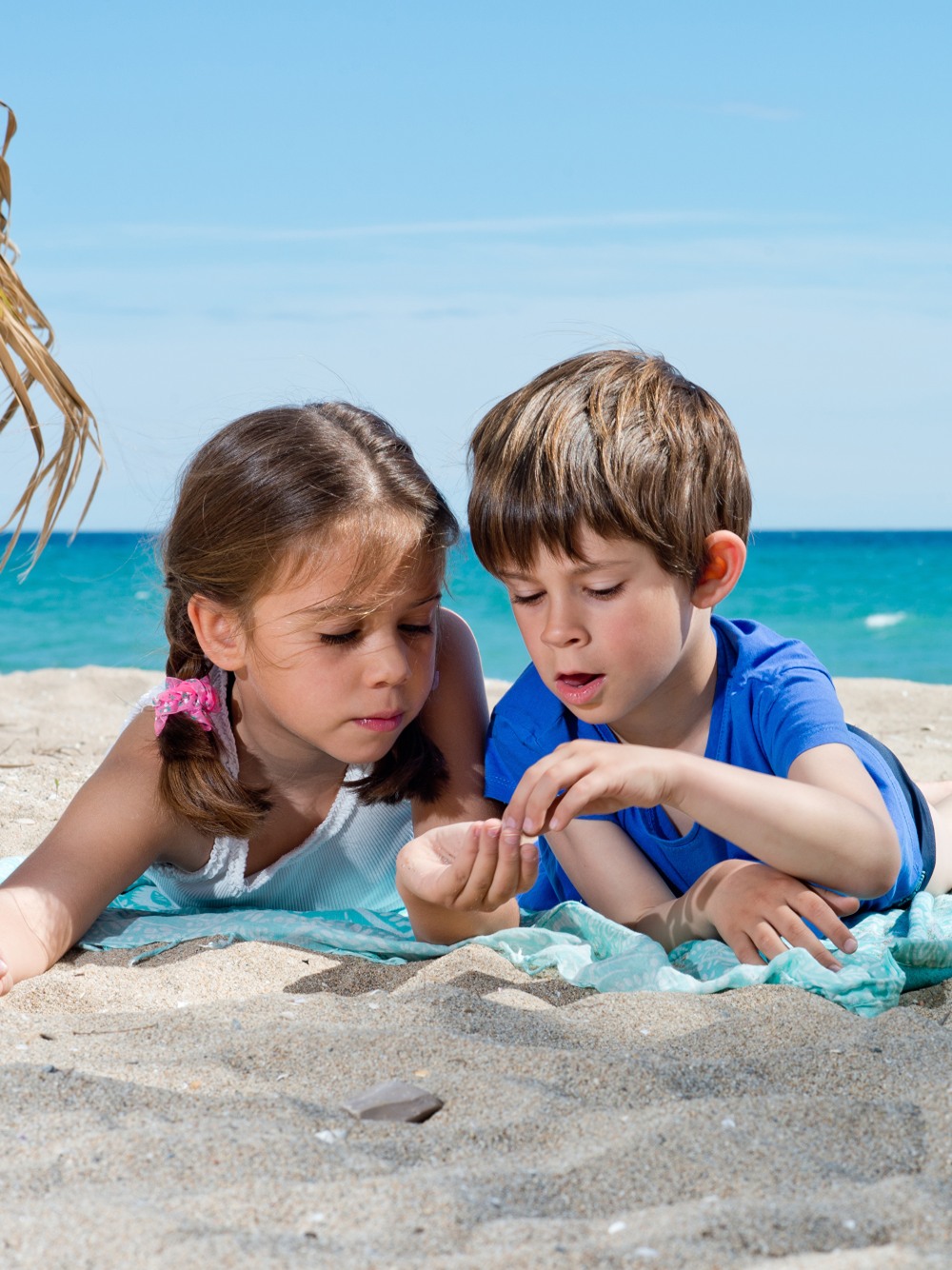 Family children's camp at sea