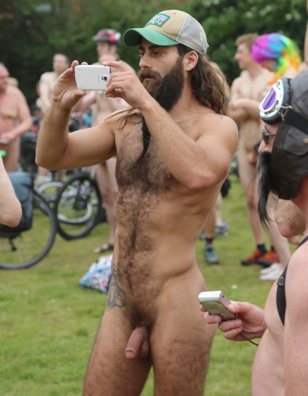 Naked hairy guys on the beach