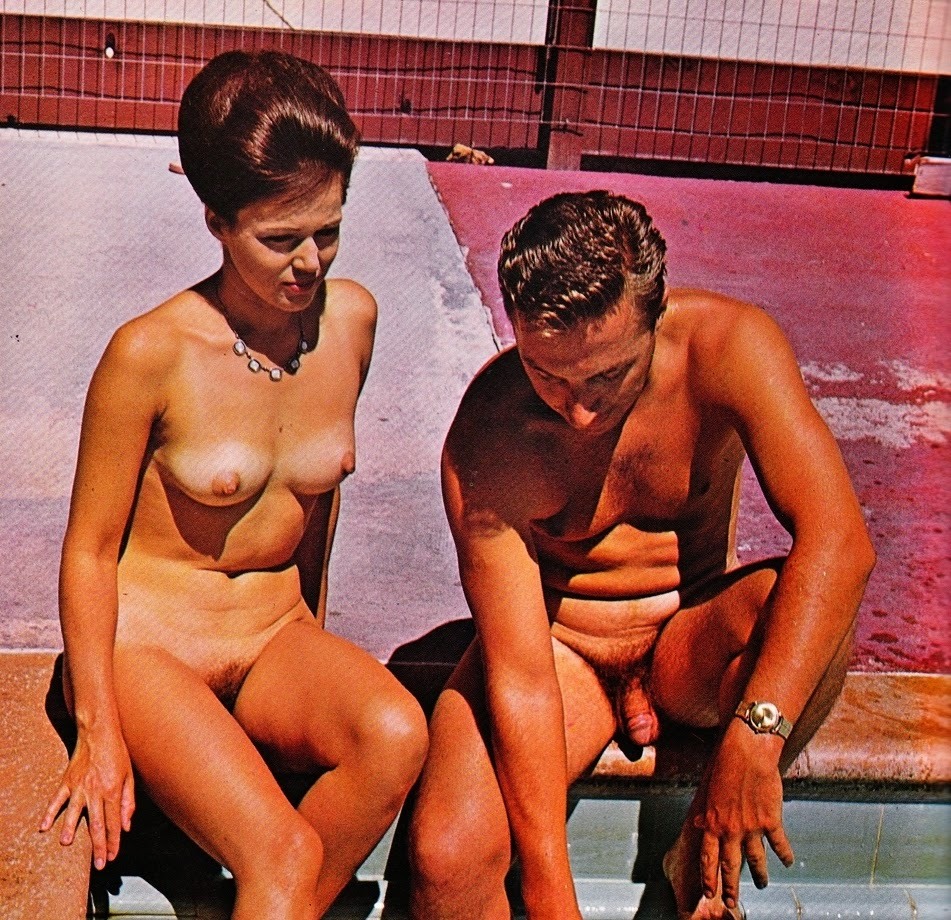 Retro naked women with young men