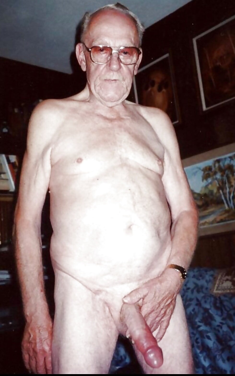 Gay Grandpa Sitting Spread on Public Camode