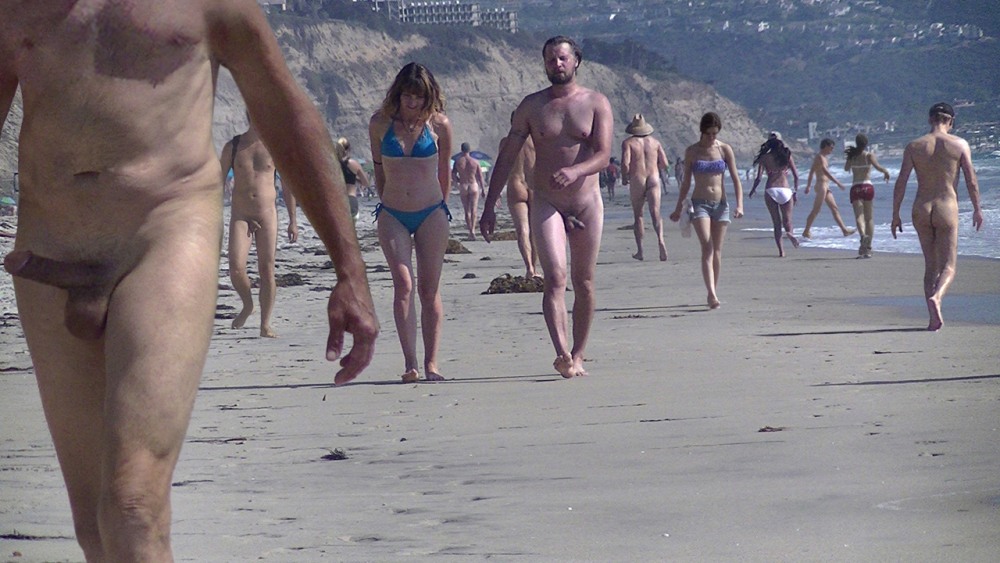 Naked hairy guys on the beach